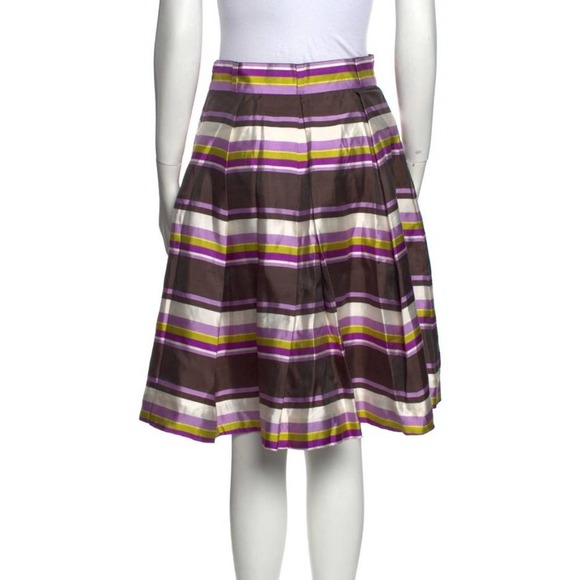 Kate Spade Skirt the Rules Silk Cream Striped A-Line Skirt 2 - Picture 4 of 11